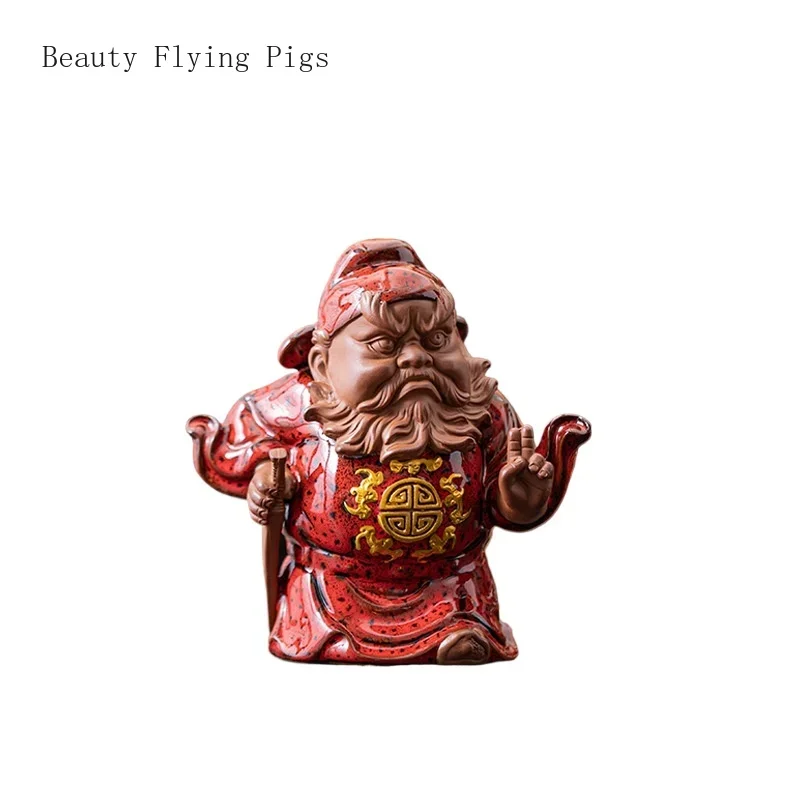 

1PCS Ceramic Zhong Kui Zen Decorations Chinese Celestial Figures Retro Crafts Tea Tables Tea Pets Small Ornaments