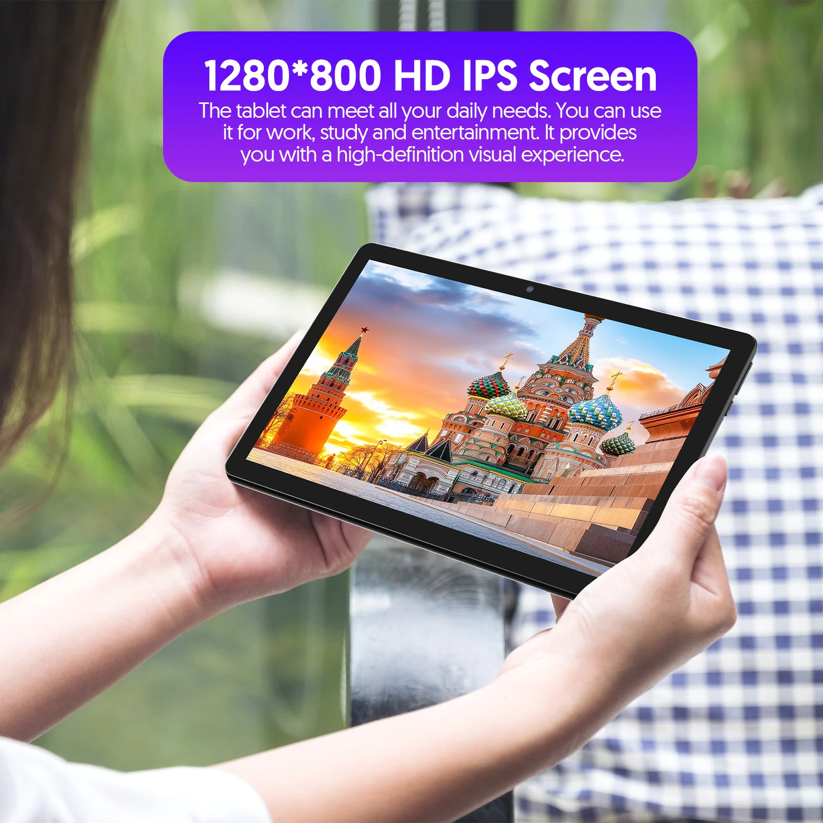 BAKEN Global Edition tablet PC de 10 polegadas, sistema Android 15, processador quad-core, 12 GB + 64 GB, suporta expansão de 1 TB, WiFi, 6000 mAh