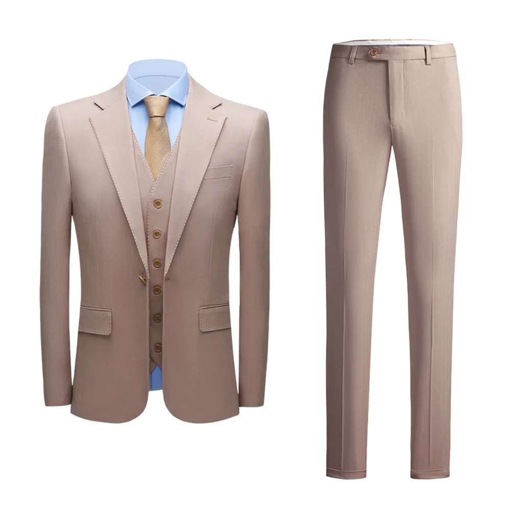 

s260408 Men's Korean style slim fit business casual suit three piece suit