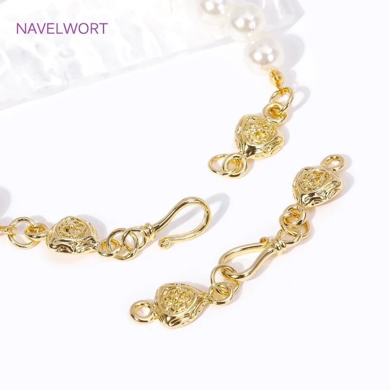 Fashion 18K Gold Plated Flower Pattern Fasteners Connector Clasps For Necklace/Bracelet Connectors DIY Jewelry Making Supplies