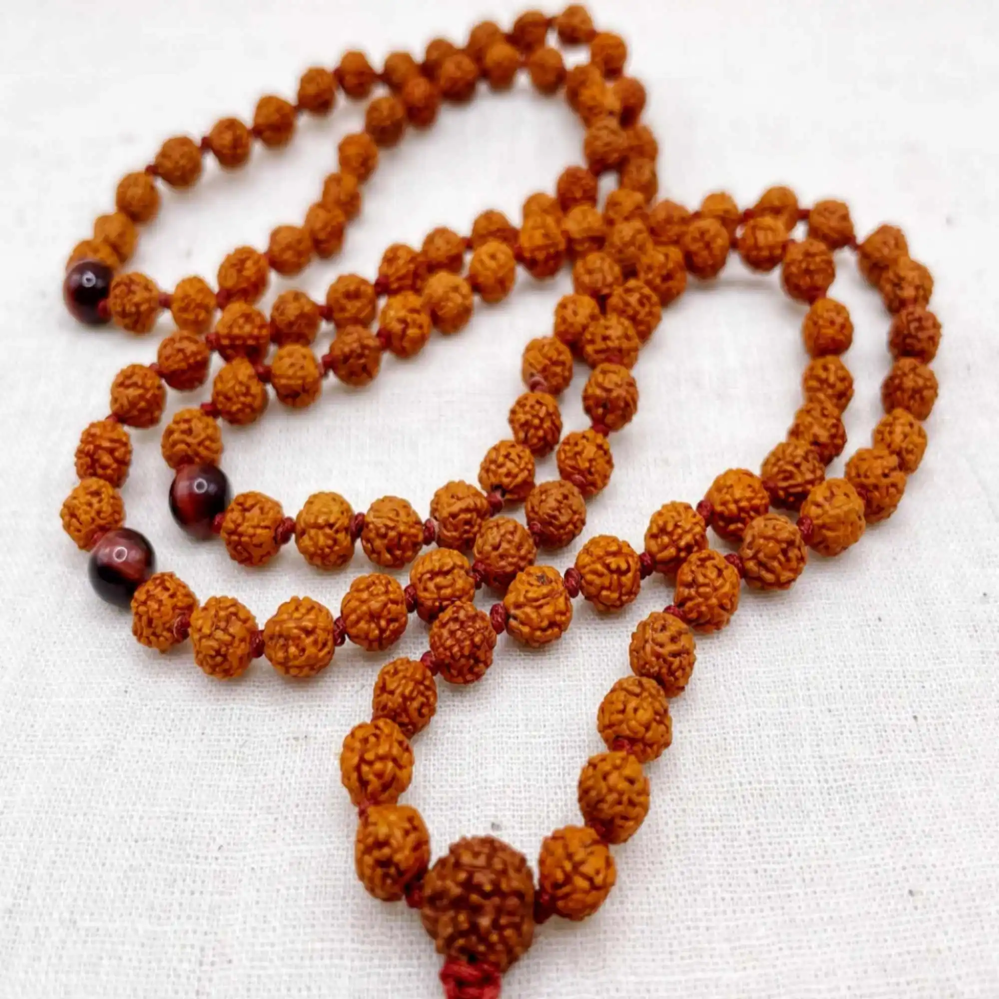 6mm Natural brown round Rudraksha red Tiger's eye 108 knot bracelet Fragrant Chakra National Style zazen Cuff Stress Mental Yoga