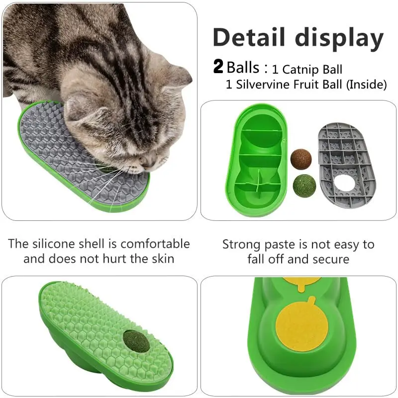Catnip Toys Balls that Stick on Wall, Catnip Wall Balls for Cats Lick,Cat Face Scratchers, Cat self Groomer for Indoor Cats - view 3