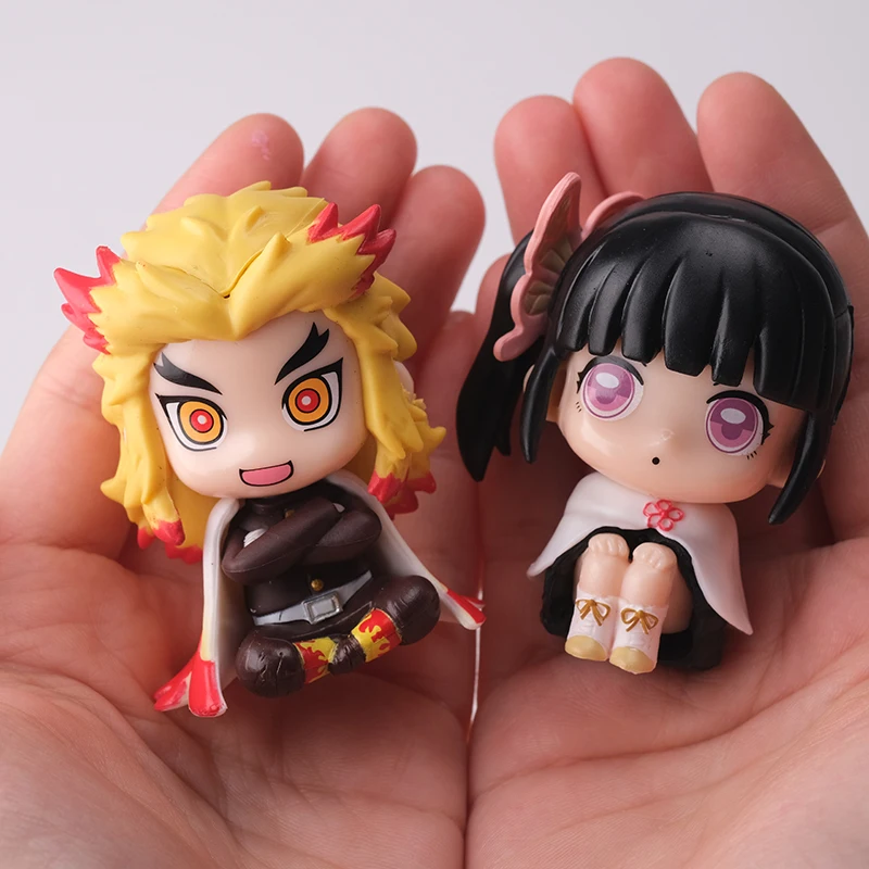 6 Stuks Set Anime Action Figure Demon Slayer Speelgoed Q Versie Zitten PVC Beeldje Pop Kinderen Kerstcadeaus