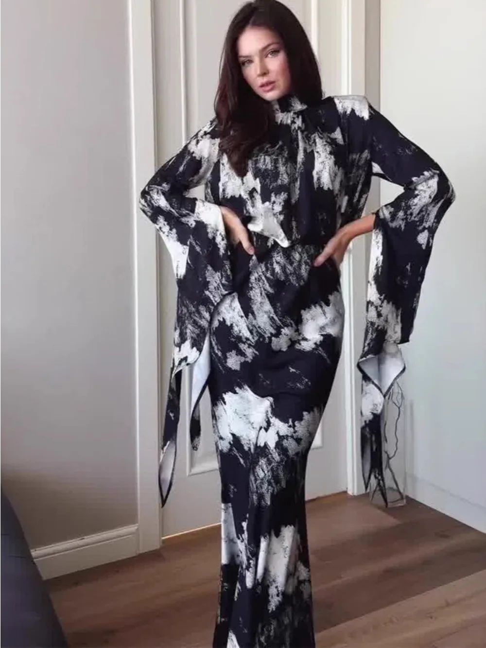 

Eid Women Dress Muslim Abaya Satin Print Vestidos Largos Party Caftan Jalabiya Ramadan Long Dresses Dubai Arab Long Robe 2025