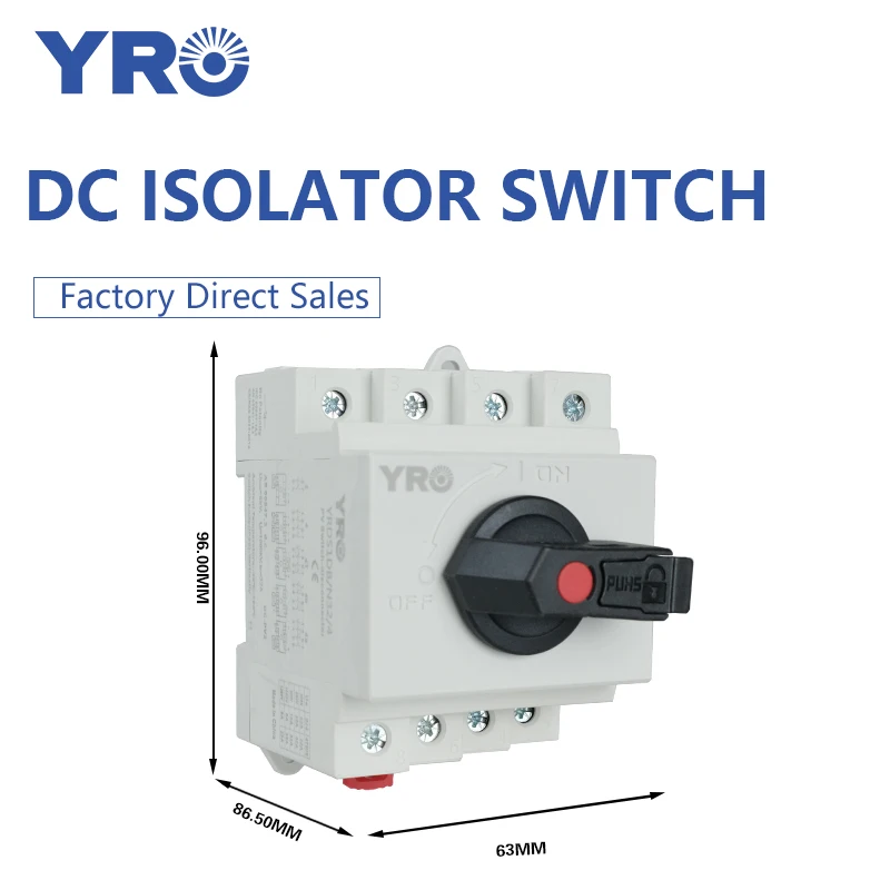 DC Solar Isolator Switch 4P 32A 1000V Din Rail Mounting Rotating Handle Disconnector For PV Solar CE TUV Certificate