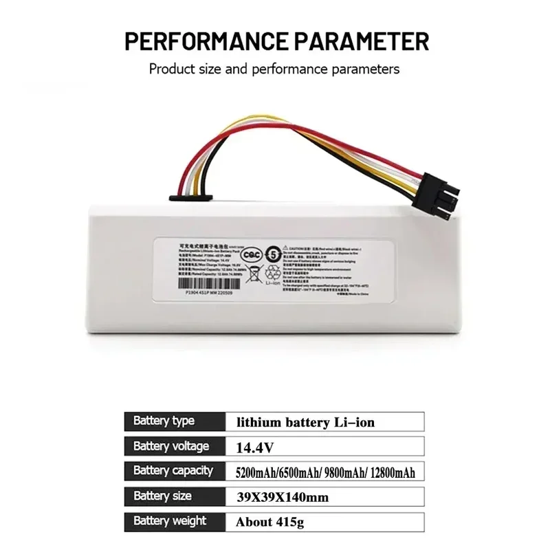 14.4v P1904-4S1P-MM bateria para xiaomi mijia 1c stytj01zhm robô aspirador de pó mop 12800mah substituição bateria acessórios