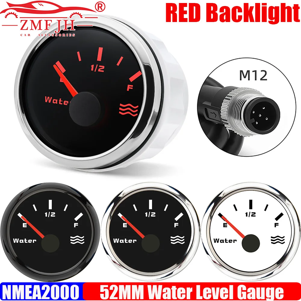

Датчик уровня воды ZMFJH Pointer NMEA2000 52 мм с красной подсветкой для левого/правого двигателя, для морских судов, яхт, 12В/24В, водонепроницаемый IP67