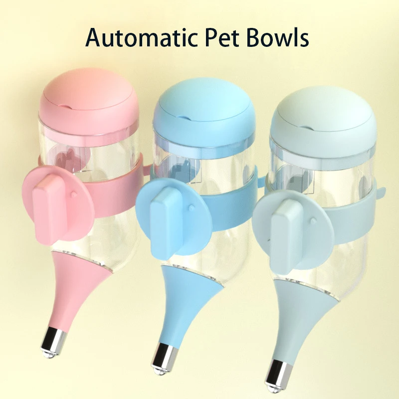 

350/500ml Automatic Water Dispenser Bowl Cage Hanging Feeder Pet Water Bottle for Dogs Cats Rabbit Birds