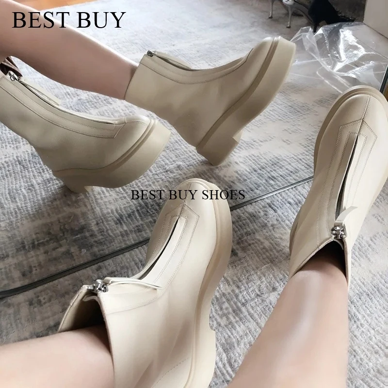 BEST BUY Chelsea Boots Women Platform 2024 New Front Zipper Women\'s Short Boots Fashion Non-slip FLAT Women\'s Ankle Boots