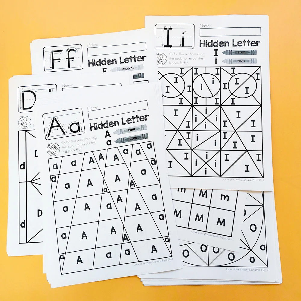 Hidden Alphabet Letters: Upper and Lower Case Letter Identification Activity Worksheets learning workbook