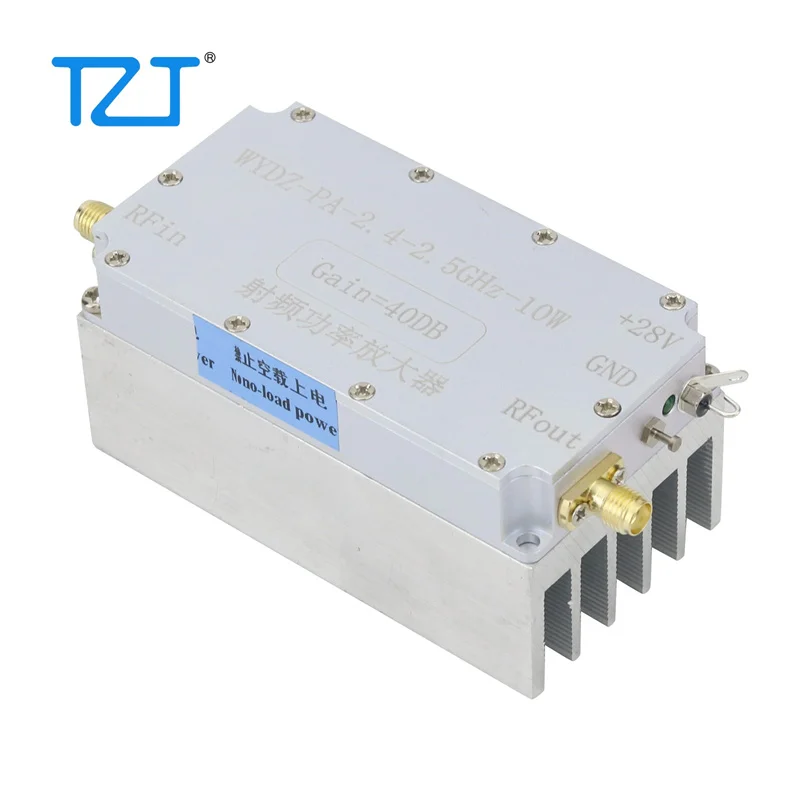 TZT-Amplificador de potencia RF WYDZ-PA-2.4-2.5GHz-10W, diseñado con disipador de calor, ganancia de 40dB, salida de 10W