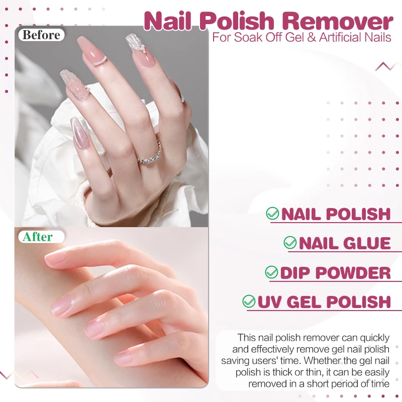 BRIDGESOUND 3 قطع مزيل طلاء الأظافر Hypoallergenic 2 في 1 60 مل - إزالة سريعة من الجل والبولي، خالي من الفورمالديهايد، 5 دقائق، مضاد للالتصاق #4