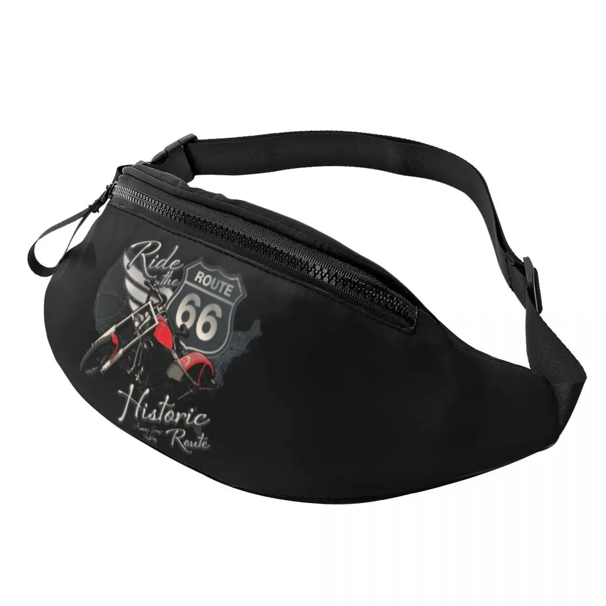 Reizen Motorrit Route 66 Fanny Pack Vrouwen Casual Ons Genummerd Snelwegen Crossbody Heuptas Voor Reizende Telefoon Geld Zakje