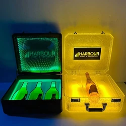 Custom Moet Dom Ace 3 bottles LED champagne box suitcase LED bottle presenter glorifier display VIP carry case for party bar