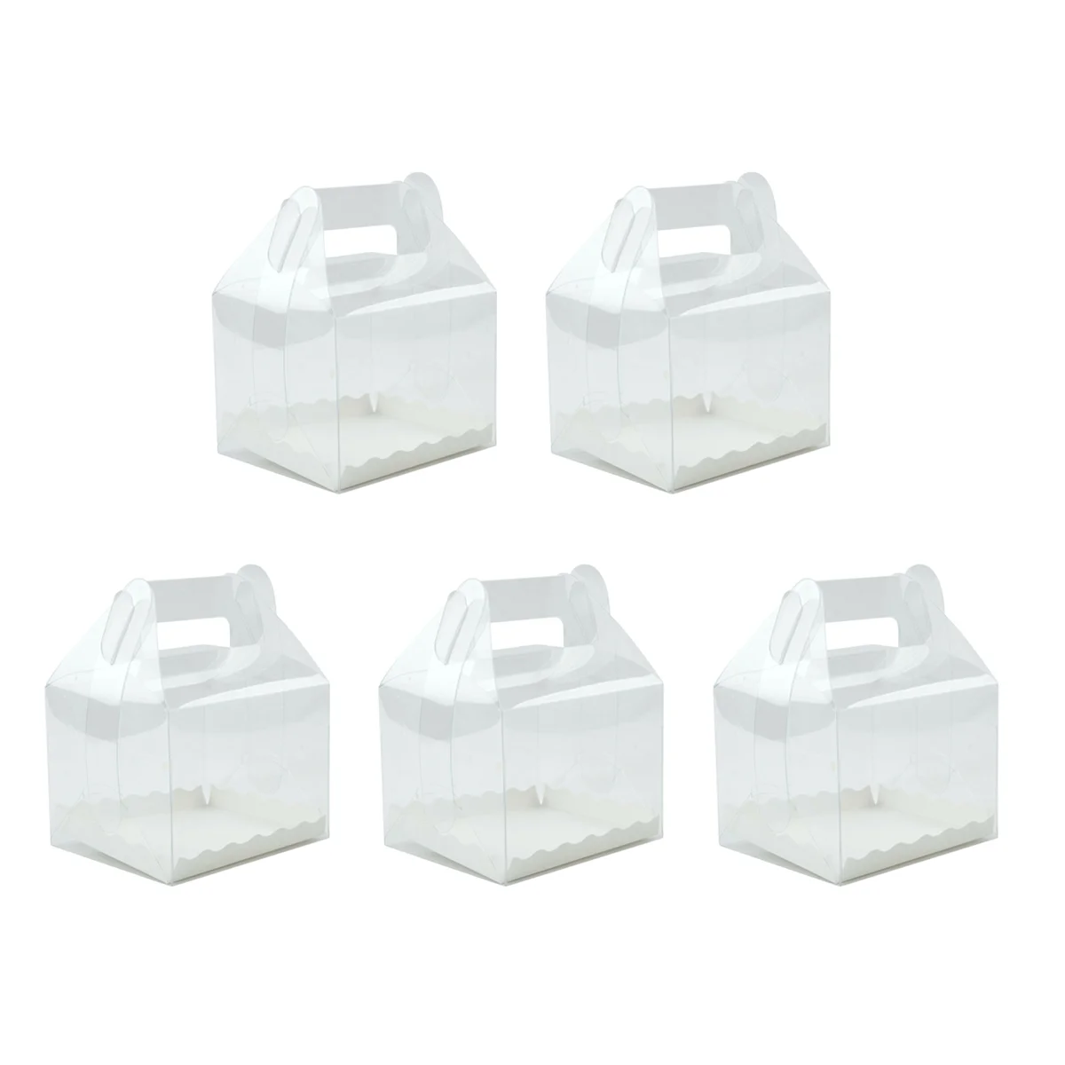 

5 Pcs Bottom Bracket Plastic Clear Cupcake Boxes Transparent with Handle Birthday Handheld Heighten