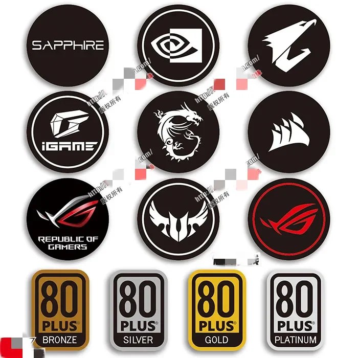 Special Power 80 Plus ROG MSI TUF AORUS nvidia Fan Laptop Desktop Computer PC Label Sticker Personalized DIY Decoration