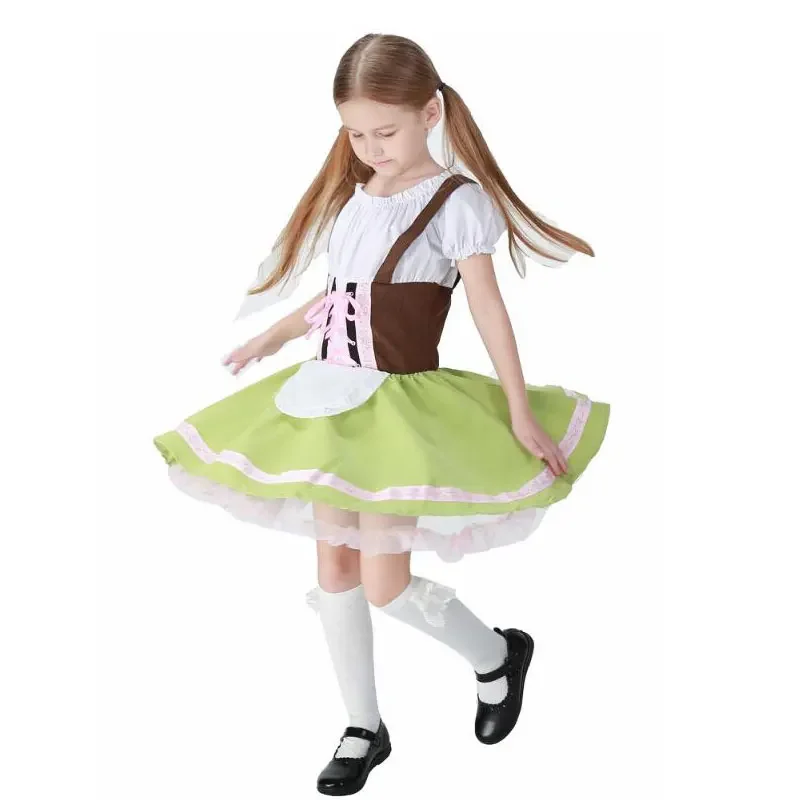 

Germany Oktoberfest Children Beer Maid Costume Birthday Party Bavarian Kids Heidi Beer Girl Cosplay Dirndl Dress