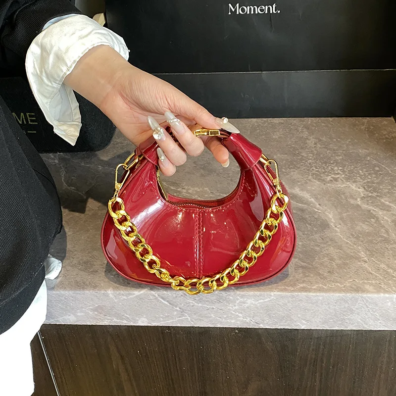 

Новая женская сумка для пельменей в форме полумесяца 2025 года — модная мини-сумка, простая цепочка, ручная сумка через плечо через плечо