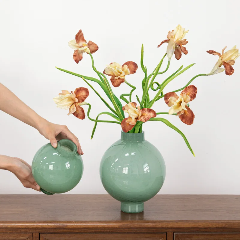 

Glass Vase Circular Marble Pattern Flower Vase Flower Arrangement Accessories Glass Bottle Terrarium Home Decoration Accessories