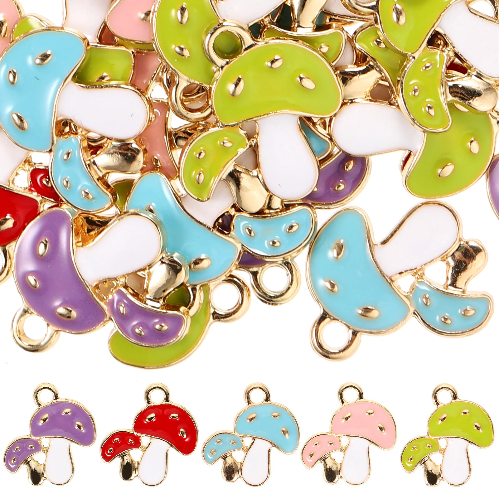 

50 Pcs Mushroom Necklace Pendant Jewelry Mushrooms Charms for Keychains Miniature Decor