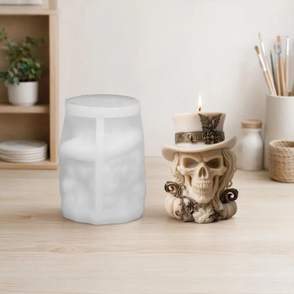 Skull Soap Mold Skull Candle Mold 3d Cowboy Skull Silicone Mold Halloween Skeleton Candle Epoxy Resin Casting for Soap Wax Clay