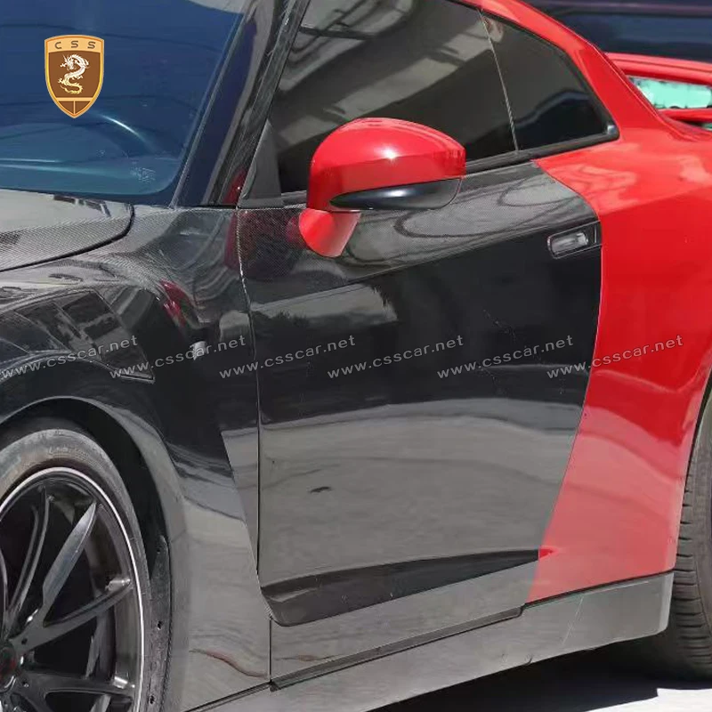 Car Outer Door Panel Cover Trim Replacement Accessories For Nissan GTR R35 OEM Style Dry Carbon Fiber Moulding Kits