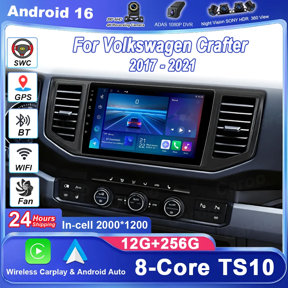 

Android 16 Radio Stereo For Volkswagen Crafter 2017-2021 Auto Multimedia Video Player GPS Navigation Bluetooth QLED Screen WIFI