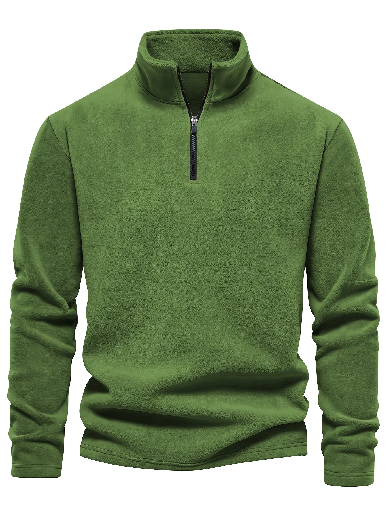 Men\'s autumn and winter new plush long-sleeved pullover zipper sweater