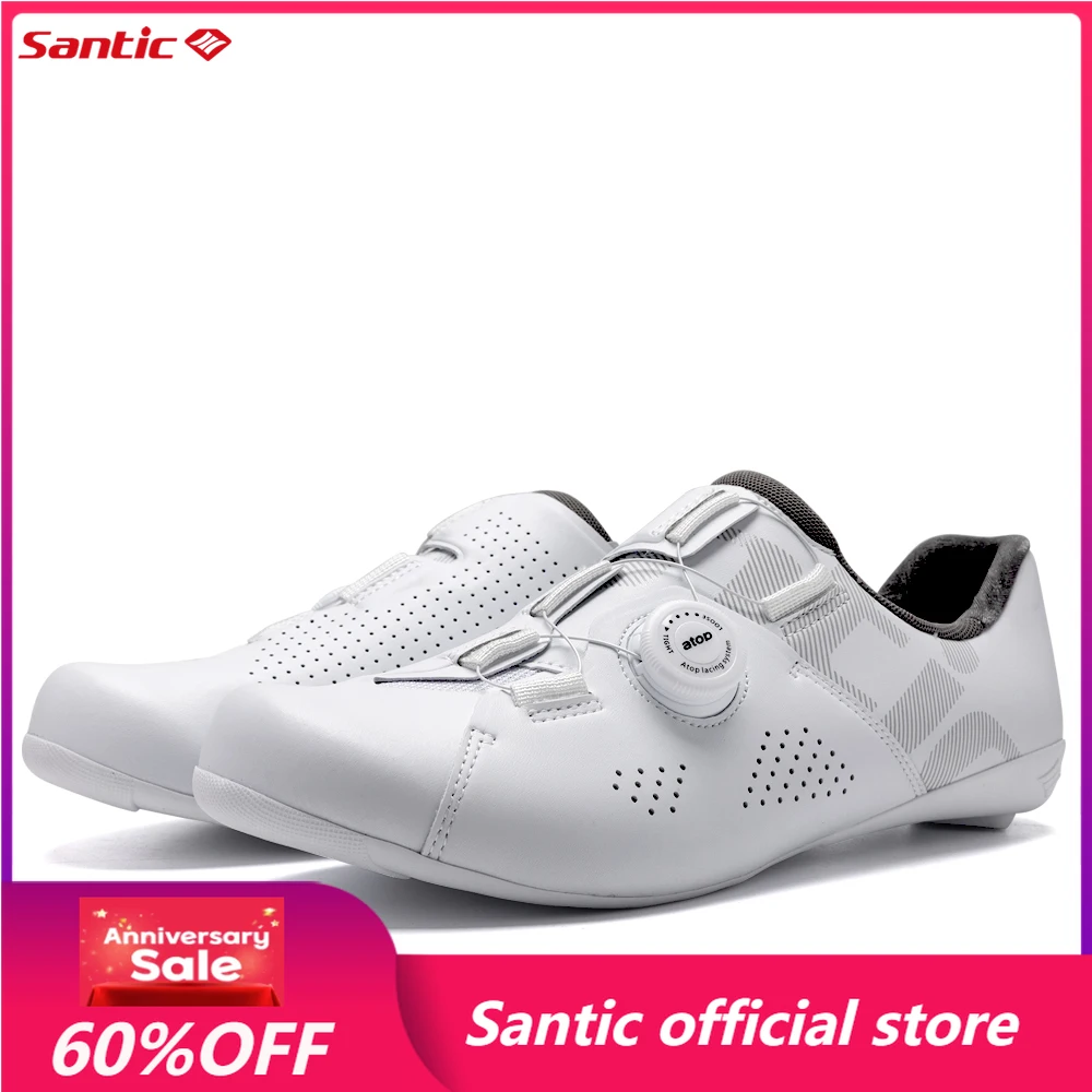 

Santic Men Road Bike Shoes Unisex Breathable Self-Locking Cycling Shoes Nylon Sole Lightweight Cycling Outdoor Shoes WS23041