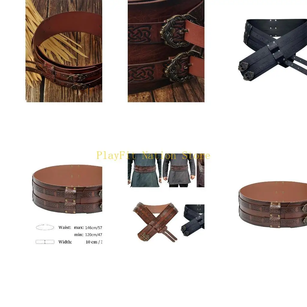 

242F Широкий пояс викингов, скандинавский пояс из искусственной кожи, доспехи, пояс для косплея, костюм рыцаря