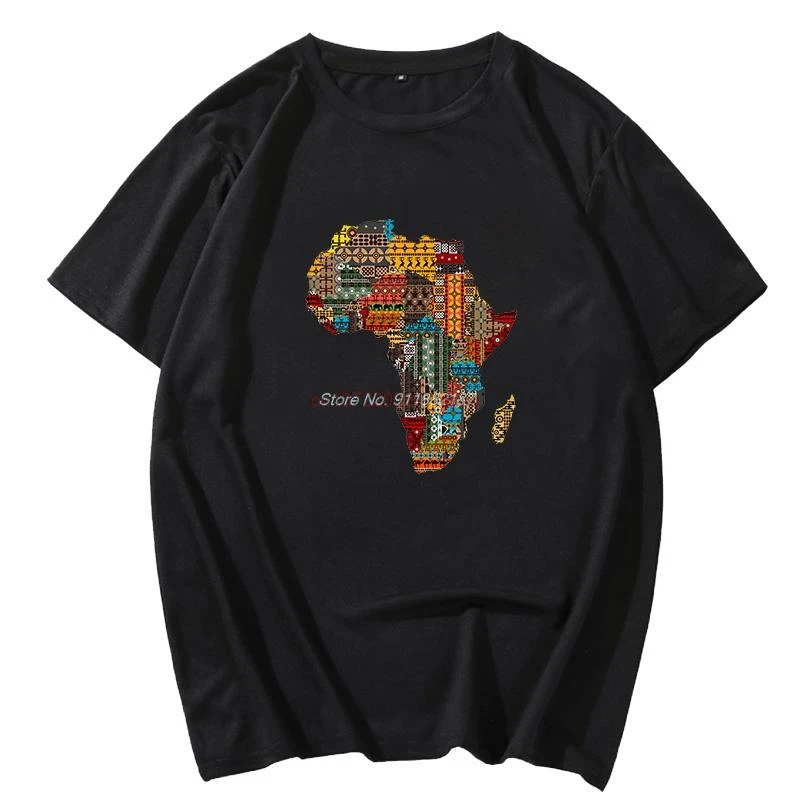 Africa Map Fashion Graphic T Shirts Oversized Cotton Short Sleeve T-Shirts Summer New Shirts And T-Shirts Tees Tops Mens Clothes