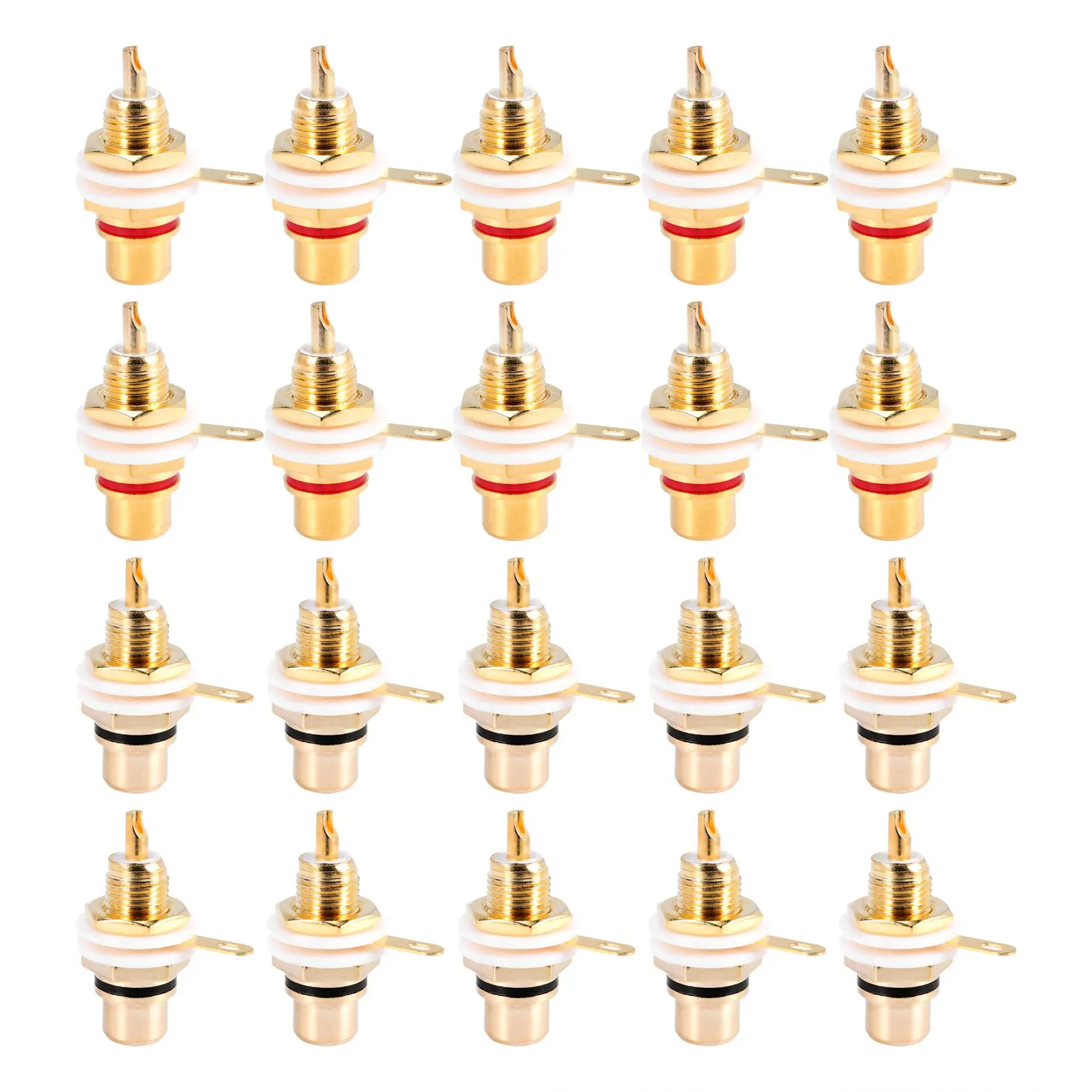 20Pcs Gold Plated Terminal Jack Plug Female Socket Chassis Panel Connector for Amplifier Speaker