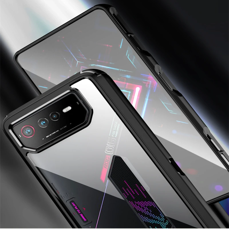 For ASUS ROG Phone 6 Case Stylish Transparent Back Cover For ASUS ROG 6 Pro Case Silicone Acrylic Shockproof Bumper Gaming Shell