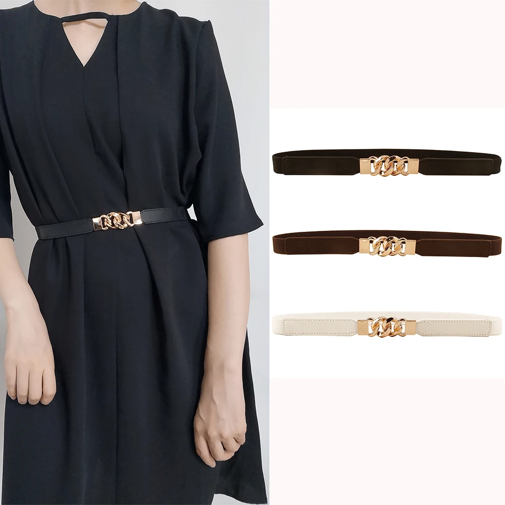 

Belt women's thin belt slim decorative shirt with dress multi-ring buckle elastic high elastic atmosphere summer new style