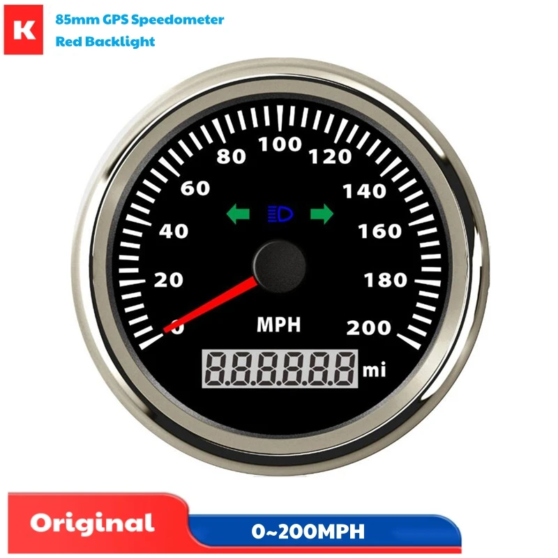 

85 мм 0-200MPH GPS-спидометры, датчики скорости, мильметры 0-200 миль с функцией указателя поворота, красная подсветка для автомобиля, лодки