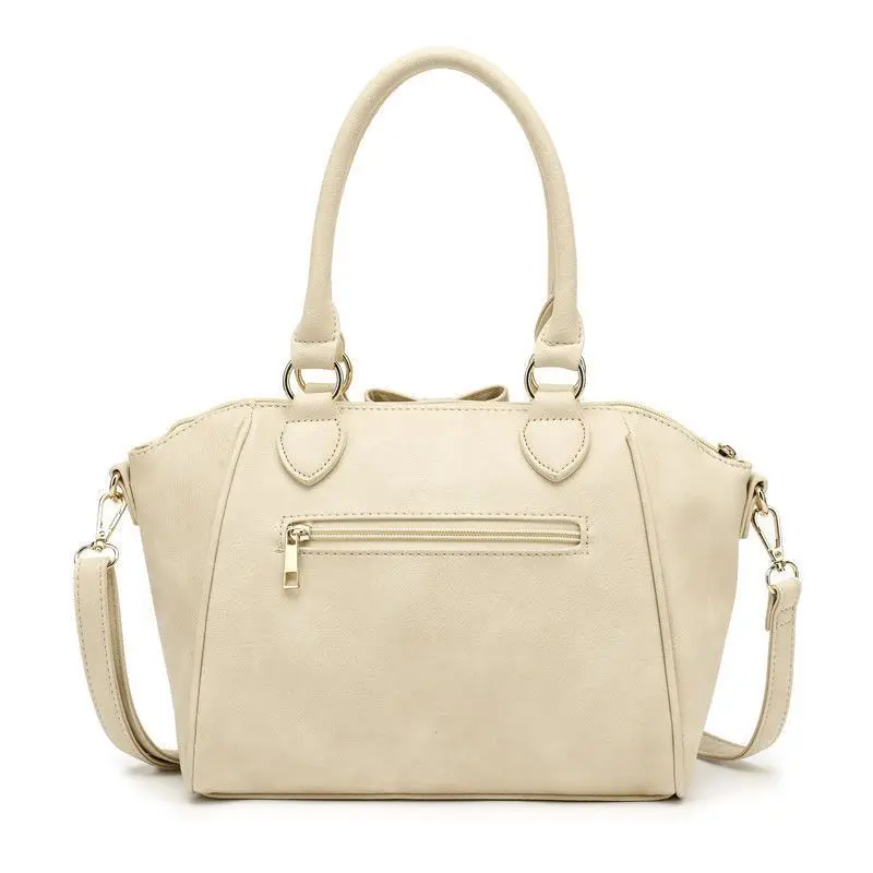 Versatile Large Capacity Bow Tote Bag Women Sweet Lolita Leather Handle Casual Shoulder Crossbody Bags Ladies Retro Handbag New