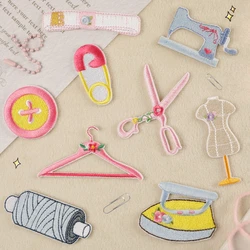 New Self Adhesive Embroidery Cartoon Scissors Sewing Machine Pattern Patch DIY Clothing Accessories Decoration Patch