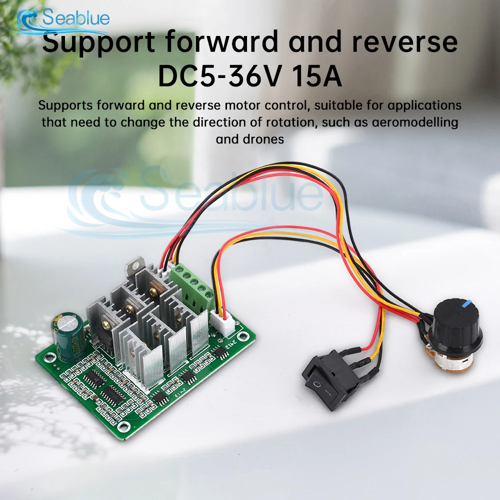 DC 5-36V 15A Brushless Motor Driver Board BLDC Speed Controller 3 Phase Governor Hallless Switch Module With Cable