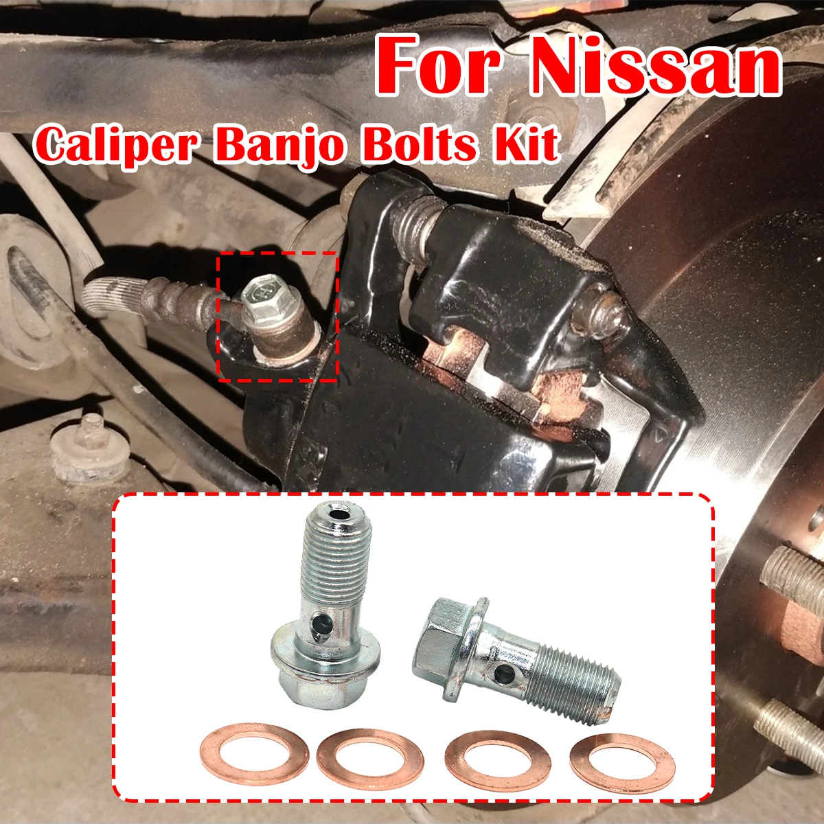

For Nissan Qashqai Cube NV200 Elgrand Navara D40 Note E11 Caliper Hose Lines Banjo Fittings Bolts Copper Sealing Crush Washers
