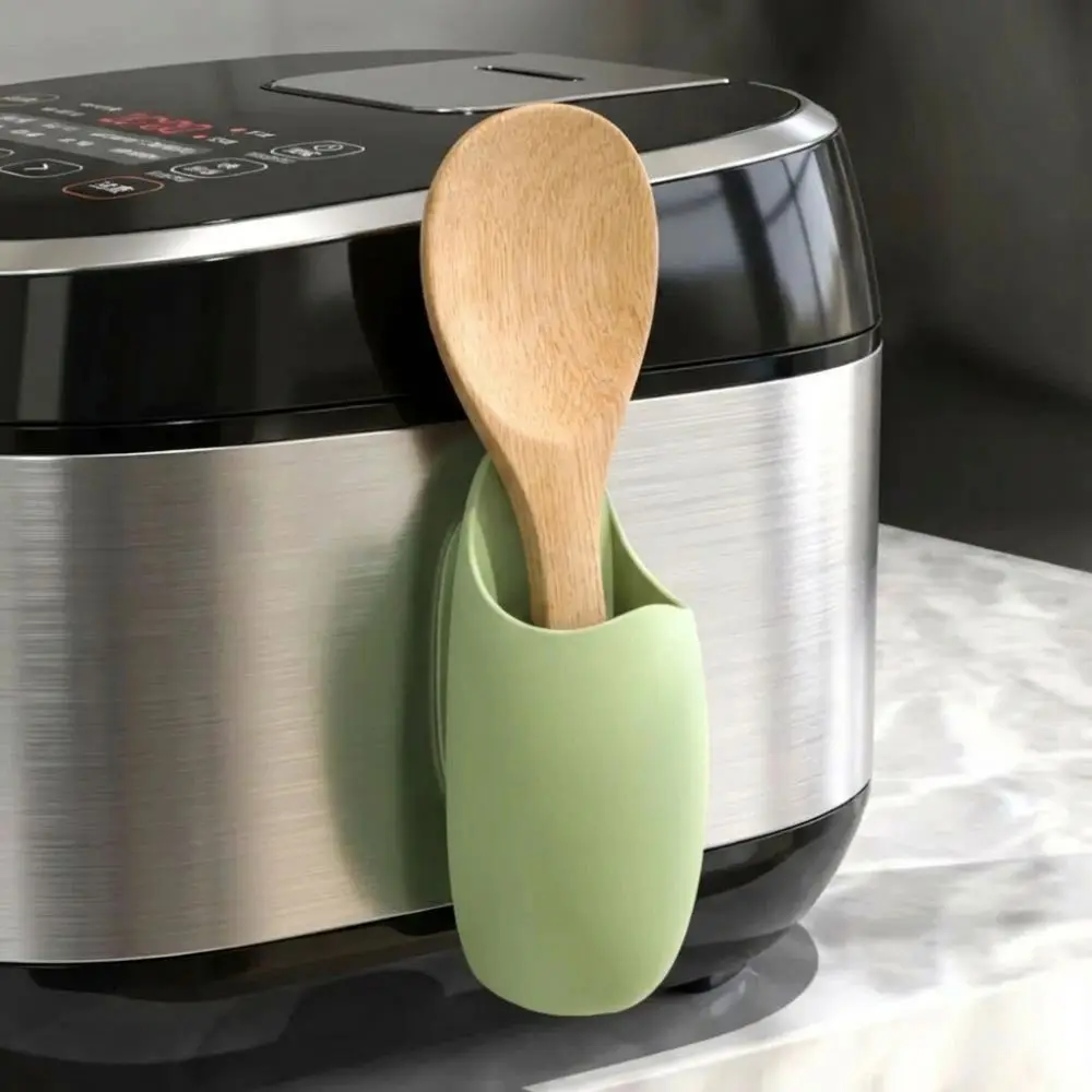 Multifunctional Kitchen Rice Spoon Holder Mini Silicone Rice Cooker Spatula Rack Durable Self-adhesive Toothbrush Holder Home