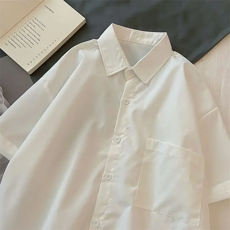 10 Colors Shirts for Women Tops All-match Summer Short Sleeve Trendy Solid Minimalist Casual Kawaii Japanese Retro Basic Chic
