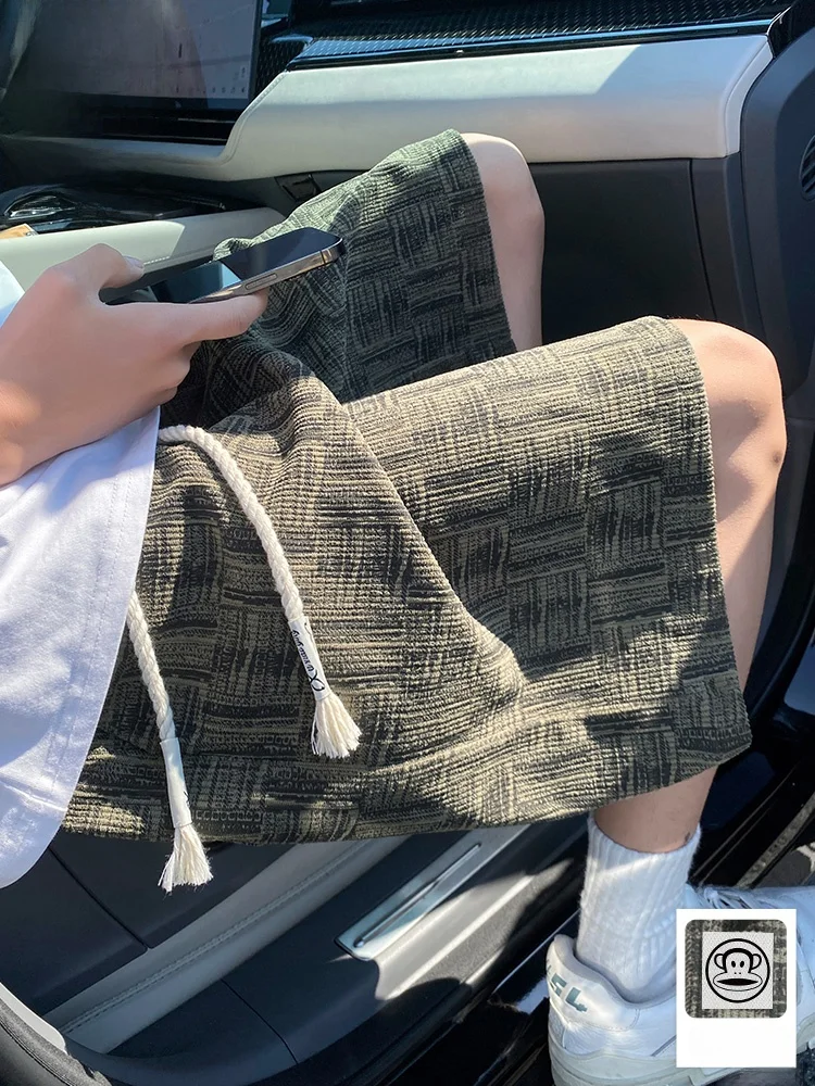 

PaulFrank American Sle Ice Silk Casual orts Men's Summer Thin Sport Qui Dry Five-Quarter Pants Loose Straight Leg Trousers