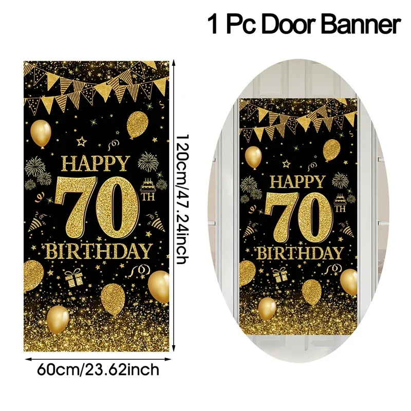 Schwarz-goldenes Banner für Türen, geeignet für Geburtstagsfeiern für 18-, 30-, 40-, 50- und 60-Jährige. – Detail 6