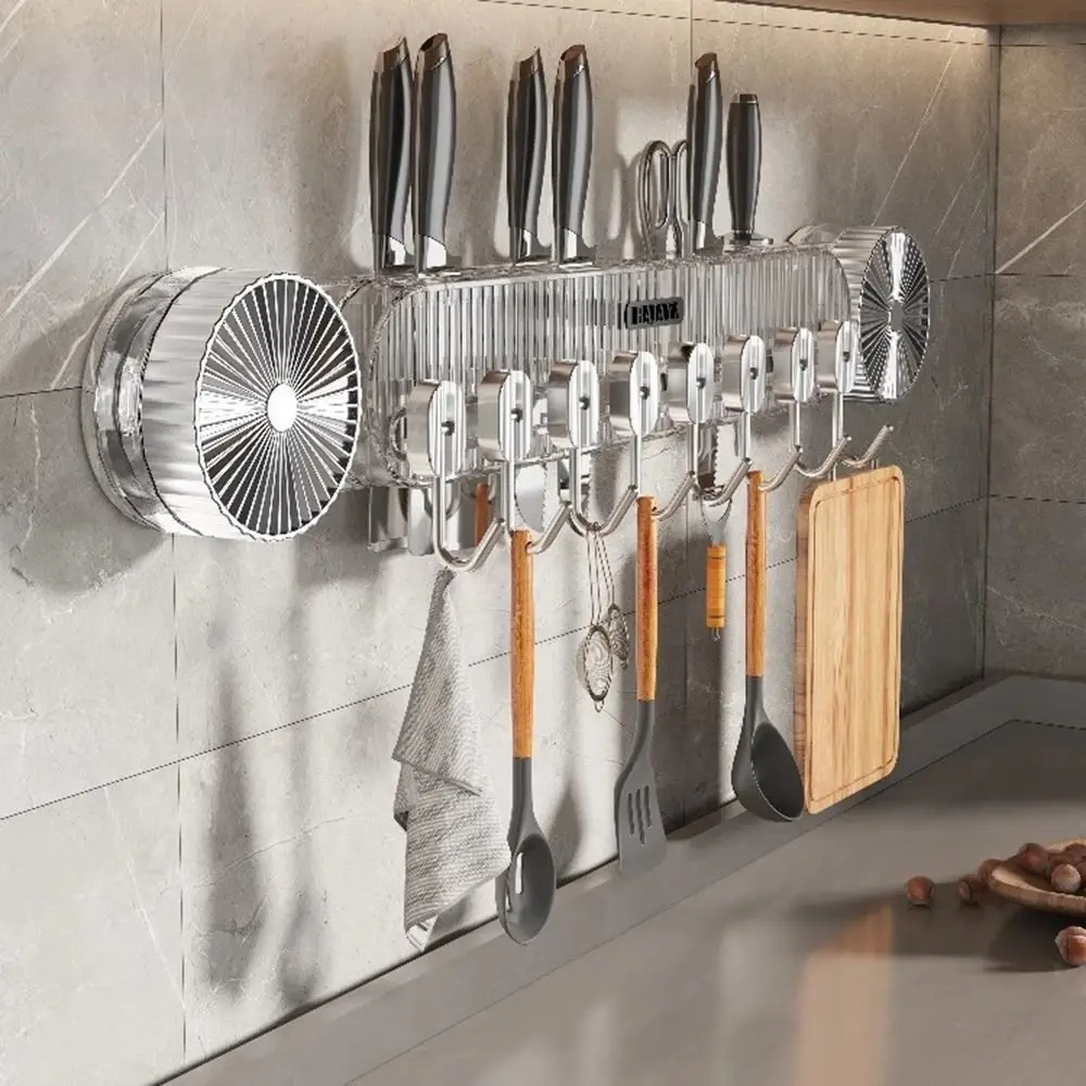 

8 Hooks Rotating Suction Cup Holder Punch-Free Strong Load-Bearing Spoon Shovels Storage Rack Row Hook Kitchen Paper Towel Rack