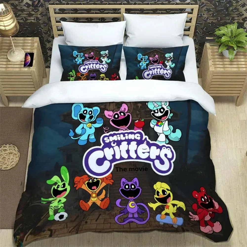 

3D Cartoon S-smiling critters Printed Bed Set Duvet Cover Pillowcase Bedding Set Linen Sheet Quilt Cover Full Queen King Size
