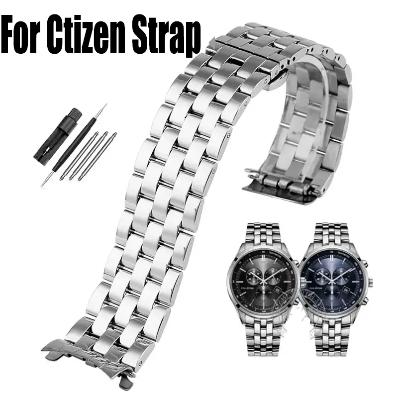 

For Citizen stainless steel Curved Watchband 21mm Bracelet For Citizen Solar AT2140-55 AT2149-85X AT2145 Arc Watch Strap Men