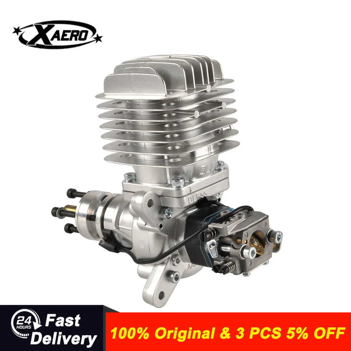 DLE 55CC Single Cylinder Two Stroke Side Exhaust Gas Engine w/ Muffler&Ignition