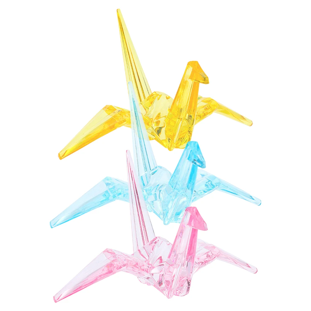 

3 Pcs Paper Crane Ornaments Origami Cranes Birthday with Toys Decoration Decorative Desktop Acrylic