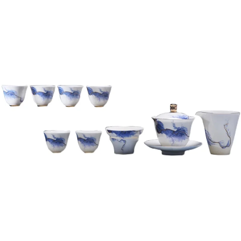 

Jingdezhen Kung Fu tea set home living room ceramics last romance light luxury modern minimalist small gift box.