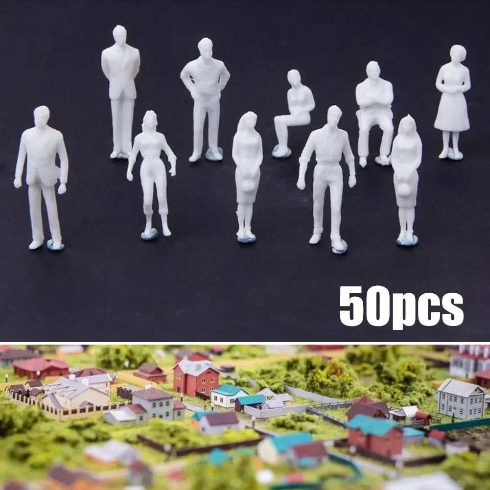 50 pz Scala 1:50 Modello Architettura Figura Bianca Giocattoli In Miniatura Non Verniciato Persone Per Diorama Piccola Scena Ferrovia Layout Kit Giocattoli